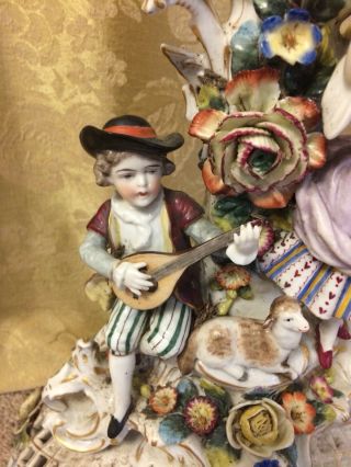 Glorious Antique Capodimonte Porcelain Figural Lamp.  Courting Couple.  1920’s 2