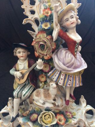Glorious Antique Capodimonte Porcelain Figural Lamp.  Courting Couple.  1920’s 7