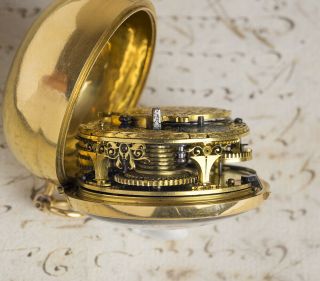 1700s - 22k GOLD PAIR CASE VERGE FUSEE Antique Pocket Watch SpindelTaschenUhr 10