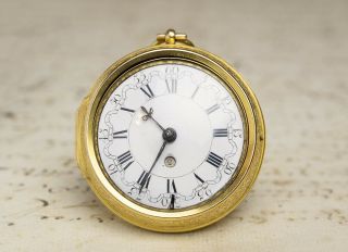 1700s - 22k GOLD PAIR CASE VERGE FUSEE Antique Pocket Watch SpindelTaschenUhr 6