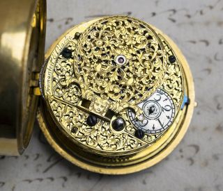 1700s - 22k GOLD PAIR CASE VERGE FUSEE Antique Pocket Watch SpindelTaschenUhr 8