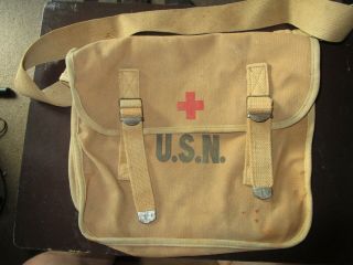 Us Navy Corpsman Shoulder Bag,  Early Wwii,  Usmc