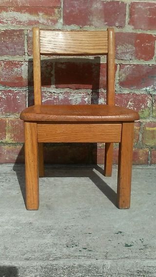 Vintage Solid Oak Childs Primary School Classroom Library Chair 10” Seat