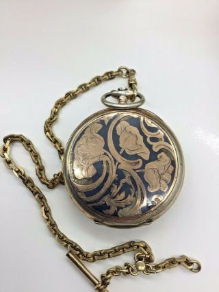 Antique Longines 800 Silver Pocket Watch Grand Prix - Rare,  Chain