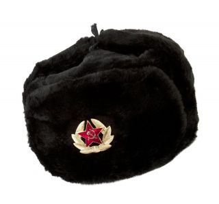 Hat Russian Soviet Army Kgb Fur Military Cossack Ushanka Size Xl Black