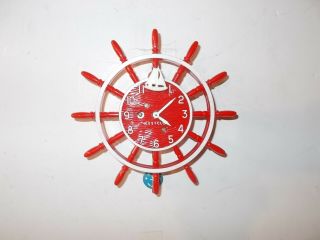 Lux Westclox " Red Sailor " Miniature Pendulette Clock Circa.  1958