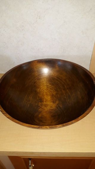 Large 14 " Antique Primitive Wood Dough Bowl Weston Vermont Signed