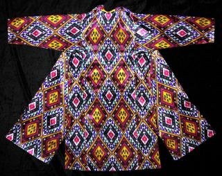 Wonderful Long Traditional Bright Uzbek Silk Robe Chapan A12575