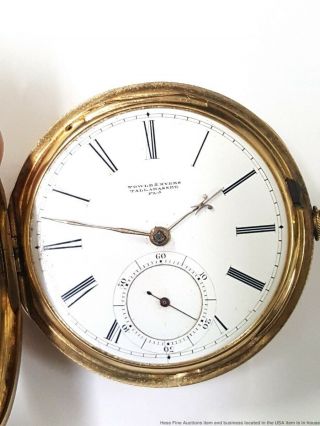 Pre Civil War American Case English Fusee Pocket Watch Sign Towle Myers 16k Gold 3