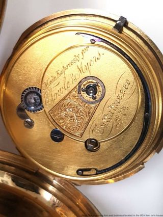 Pre Civil War American Case English Fusee Pocket Watch Sign Towle Myers 16k Gold 8
