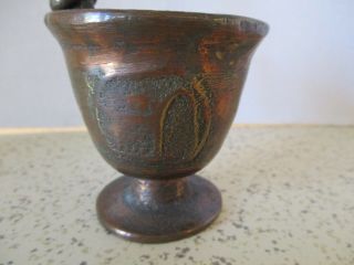 ANTIQUE SMALL CAST BRASS MORTAR & PESTLE,  THIS WAS AS A 