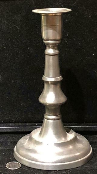 Antique American Pewter Candlestick Holder,  Roswell Gleason,  C.  1825