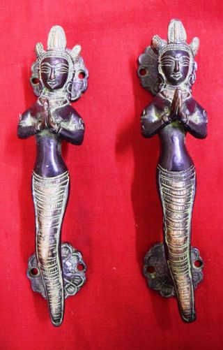 Snake Lady Mermaid Shape Door Handle Antique Style Brass Goddess Snake Gift Bm67