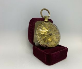 Early 1800s Fusee Solid 18k Gold Case And Tri Color Gold Dial Rare