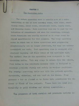 TYPED MANUSCRIPT for OPERATING ROOM TECHNIQUE by L.  H.  NASON M.  D.  1941 5