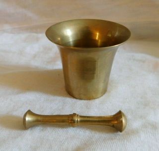 Vintage Solid Brass Mortar And Pestle Set Miniature Pharmacist Alchemist 1 2/3 "