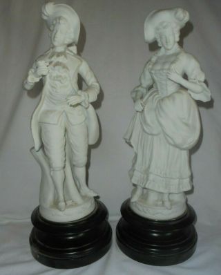Vintage Antique Statues Victorian Couple Bisque Porcelain Large Figures