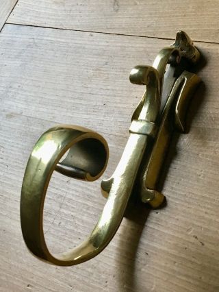 Antique Coat Hook Brass Vintage Victorian Old Reclaimed