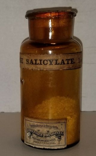 Vintage Antique Quinine Salicylate Medicine Bottle Smith Kune & French Co