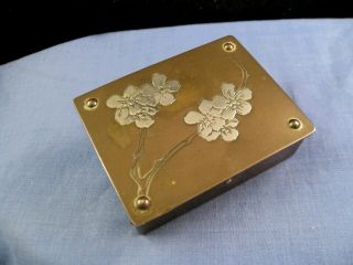 German Silver & Brass Antique Arts & Crafts Stamp Case Trinket Jewellery Box