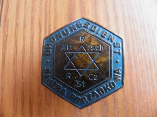 Authentic Jewish Ww2 Warsaw Ghetto Police Badge - Signed