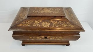Sarcophagus Tea Caddy Inlaid Marquetry Wooden Box Early 20th C Late 19th C