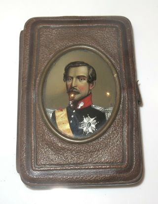 Vintage Estate Antique Victorian Hand - Painted Portrait Prince Albert Card Case