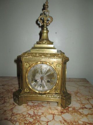 Antique French Early 20th C Antique Bronze Clock