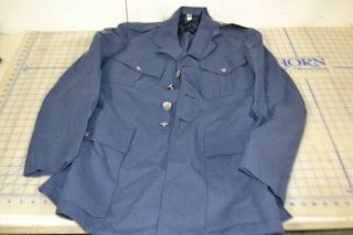 100 Wool Coat Mans Serge Blue 84 18 Oz Size 38 Long Military Air Force