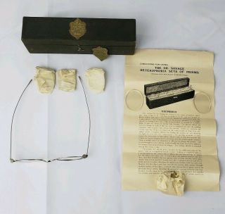 Antique Medical Device Dr.  Savage Heterophoria Set Of Prisms Optical Lenses