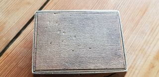Unusual Arts & Crafts Snuff Trinket Stamp? Box Wood White Metal Stamped D G.  A.  S 7
