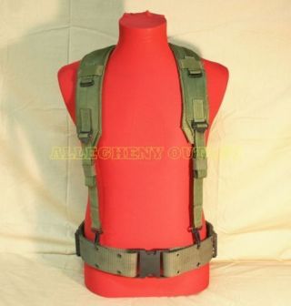 Large Pistol Belt & Y Suspenders Set Lbe Alice Web Gear Us Army Usmc Military Vg