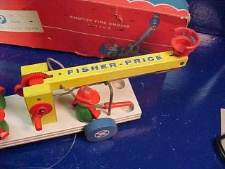 Orig 1950s FISHER PRICE 168 SNORKY FIRE ENGINE Pull Toy w Orig BOX 3