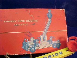 Orig 1950s FISHER PRICE 168 SNORKY FIRE ENGINE Pull Toy w Orig BOX 4