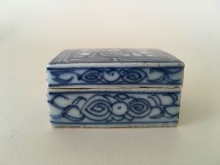 Chinese porcelain blue & white ink box,  Qing Dynasty? 19th / early 20th century? 2