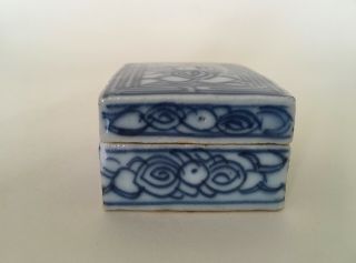 Chinese porcelain blue & white ink box,  Qing Dynasty? 19th / early 20th century? 3