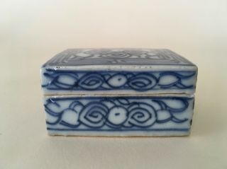 Chinese porcelain blue & white ink box,  Qing Dynasty? 19th / early 20th century? 4