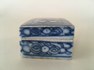 Chinese porcelain blue & white ink box,  Qing Dynasty? 19th / early 20th century? 5