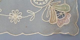 Antique or Vintage Tambour Net Lace Dresser Scarves w Pastel Color Flowers Silk? 4