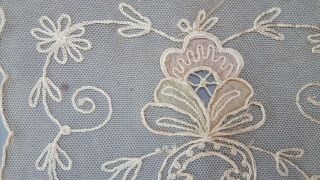 Antique or Vintage Tambour Net Lace Dresser Scarves w Pastel Color Flowers Silk? 5