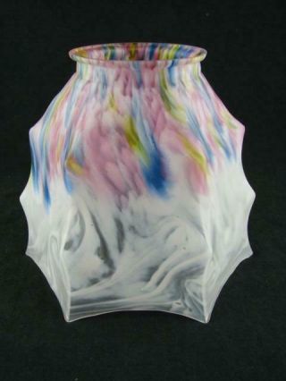 Vintage White & Multicolour Marbled / Cloud Glass Tilley / Gas Lamp Shade