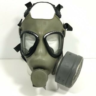 Vintage U S Military Army Protective Gas Mask Respirator & Dim Cloth Us - 280 - 1