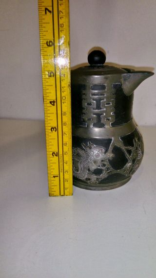 ANTIQUE CHINESE YIXING PEWTER CASE WATER JUG teapot HSIN HO WEI seal mark 5