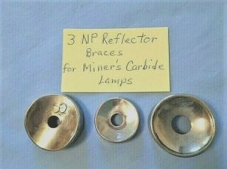 Np Miners Carbide Lamp Reflector Braces / Holders,  3 Different,  Vintage Mining