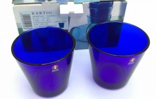 Vintage Kartio Glasses By Kaj Franck Iittala - Boxed - Scandinavian,  Blue