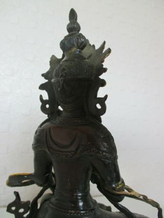 Chinese Oriental Tibetan Gilt Bronze Figure of Deity Holding Pearl 5