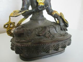 Chinese Oriental Tibetan Gilt Bronze Figure of Deity Holding Pearl 6