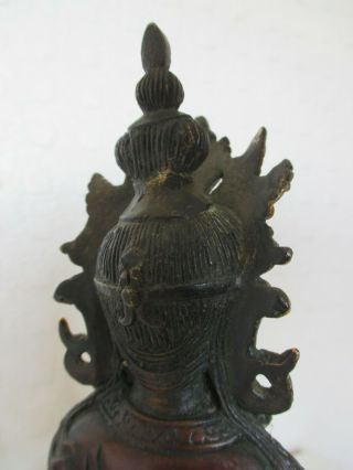 Chinese Oriental Tibetan Gilt Bronze Figure of Deity Holding Pearl 8