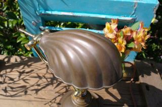 Vintage Brass Art Deco Desk Lamp With Shell Shade Club Style Adjust & Pivot CHIC 5
