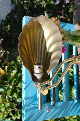 Vintage Brass Art Deco Desk Lamp With Shell Shade Club Style Adjust & Pivot CHIC 8